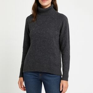 J. Crew Womens Grey Wool Blend Turtleneck Size S Preppy Winter Quiet Luxury